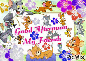 GOOD AFTERNOON WITH TOM AND JERRY, AND FLASHING CHANGING COLORS. - GIF เคลื่อนไหวฟรี