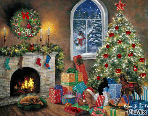 Christmas living room - Gratis geanimeerde GIF