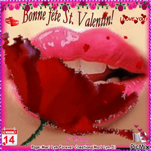 bonne fete st.valentin-mary - Безплатен анимиран GIF
