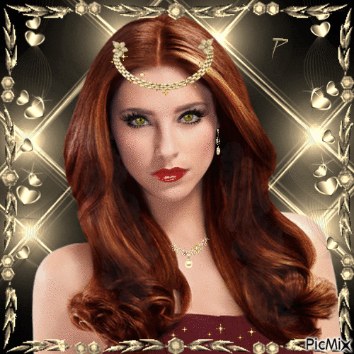 Portrait of a woman with red hair - Бесплатный анимированный гифка