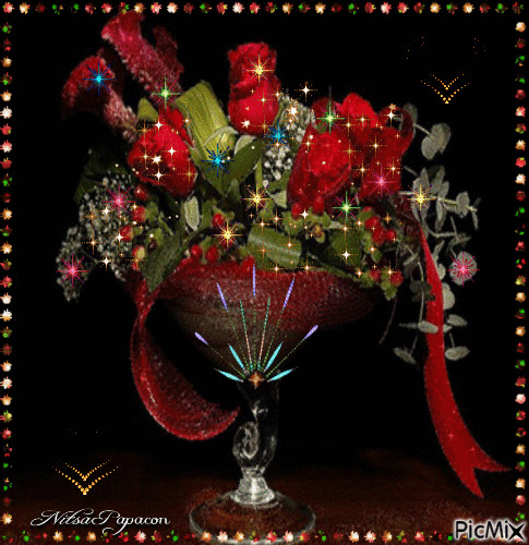 roses in vase  🌹 - GIF animado grátis