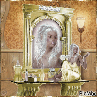 la femme dans le miroir - Darmowy animowany GIF