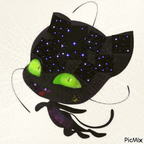 un chaton dans les étoiles - Gratis geanimeerde GIF