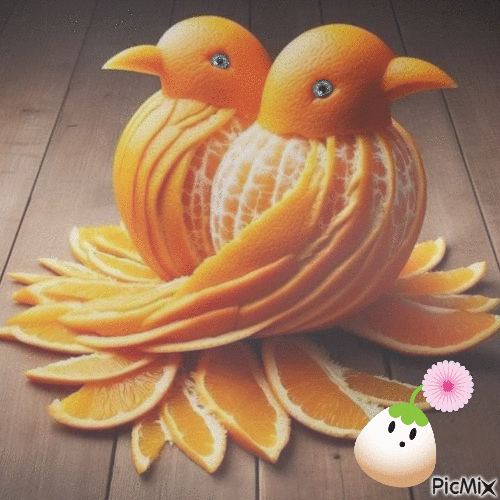 orange en forme d'oiseaux - Animovaný GIF zadarmo