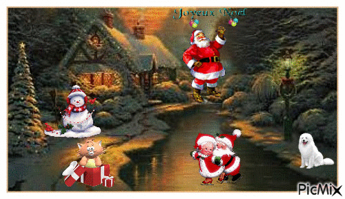 Pére Noel à la Campagne - GIF animado gratis