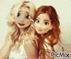 Elsa et Anna,cheveux détachés. - Бесплатный анимированный гифка
