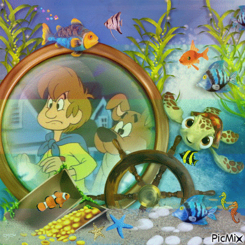 Scooby and His Friends under the Sea - Бесплатный анимированный гифка
