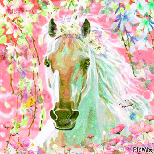 Horse watercolor - GIF animado gratis