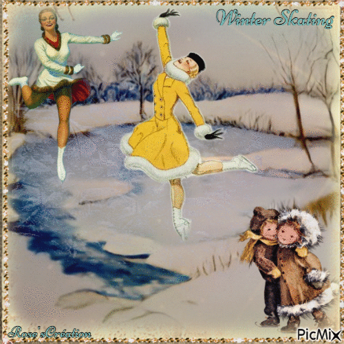 Concours : Patinage en hiver - Vintage - Ingyenes animált GIF
