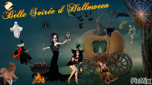 Belle Soirée d'Halloween - Animovaný GIF zadarmo