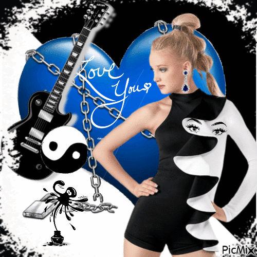 Creazione artistica in blu, bianco e nero - Ingyenes animált GIF