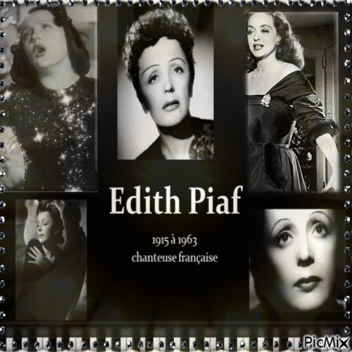 Edith Piaf - Schwarz und weiß - GIF animé gratuit