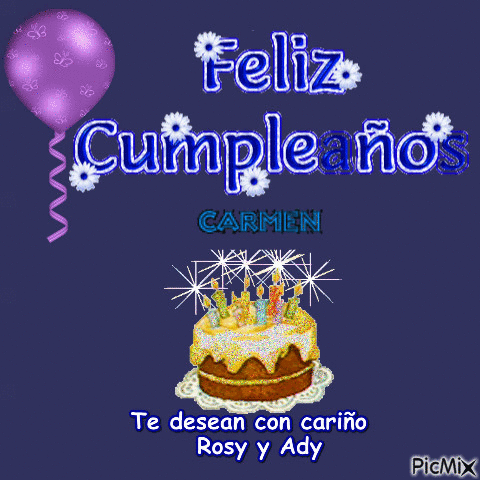 Feliz Cumple Carmen - Бесплатный анимированный гифка