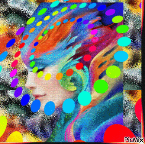 Visage multicolore - Gratis geanimeerde GIF