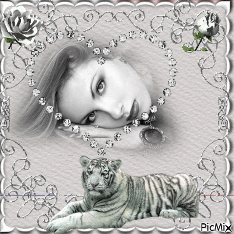 Femme au Tigre Blanc - GIF animado grátis