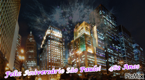 462 anos - Feliz Aniversario São Paulo - Zdarma animovaný GIF