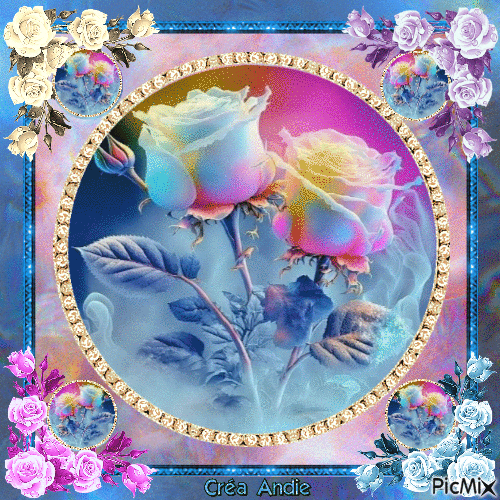 Art numérique - Roses colorées - Animovaný GIF zadarmo