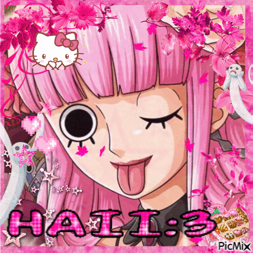 perona one piece pink cute haii :3 kawaii - Бесплатный анимированный гифка