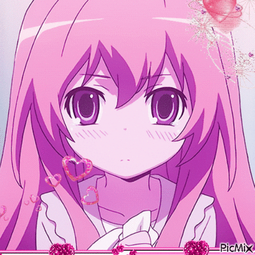 Fille manga rose - Gratis animerad GIF