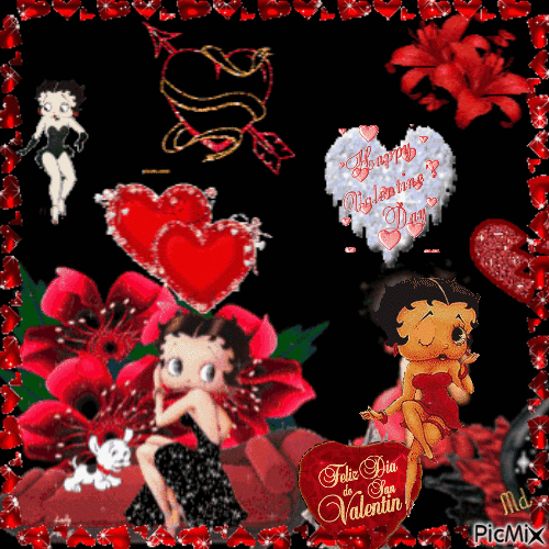 Betty Boop  -Saint Valentin - Ilmainen animoitu GIF