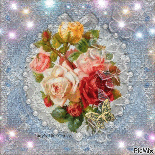 Victorian roses sparkle - Free animated GIF