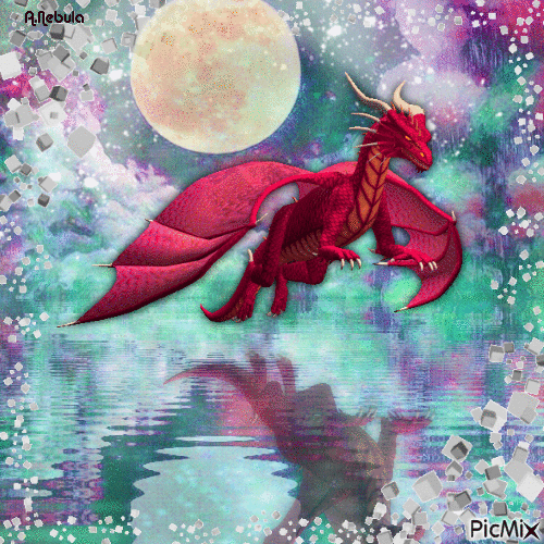 Dragon Moon Fantasy - Gratis animeret GIF