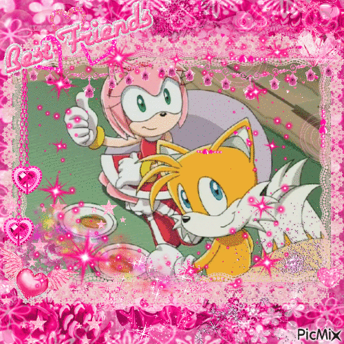 tea party w amy and tails - 免费动画 GIF