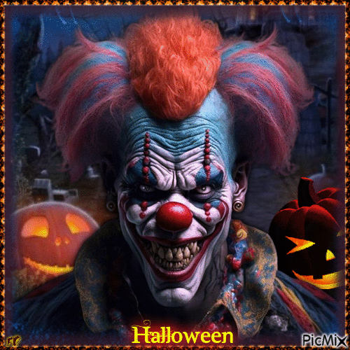 Gruseliger Halloween Clown - GIF เคลื่อนไหวฟรี