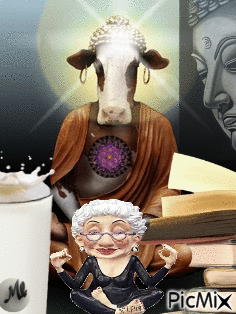 Un poco de meditacón y leche... - GIF animado gratis