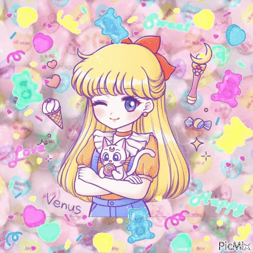Minako & Artemis: Sweet As Candy - Free animated GIF