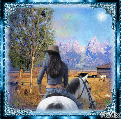 Cowgirl Western Scene - Gratis geanimeerde GIF