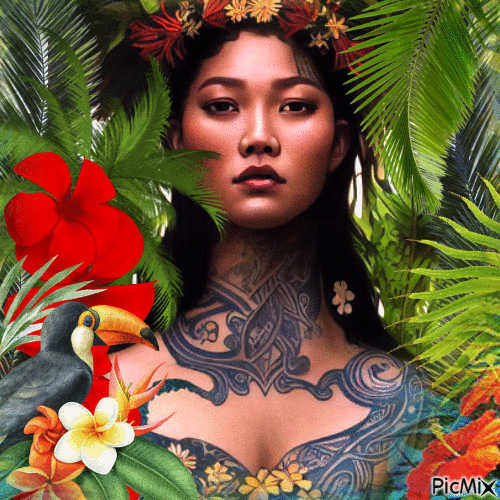 Femme orientale tatouée - GIF animado gratis