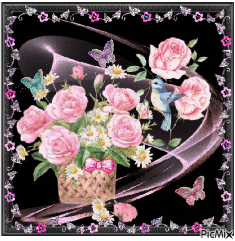 Pink roses. - Gratis animeret GIF