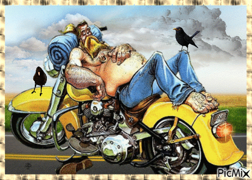 weary biker - Animovaný GIF zadarmo