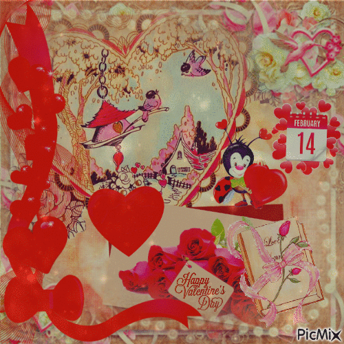 carte postale pour la Saint-Valentin - 無料のアニメーション GIF