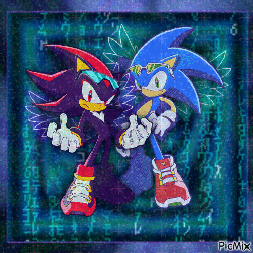 Sonic and Shadow - Free animated GIF