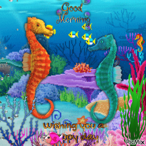 Good morning, seahorses - GIF animasi gratis