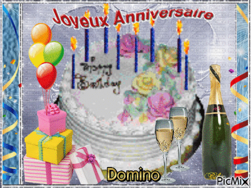 Joyeux anniversaire Domino - 無料のアニメーション GIF