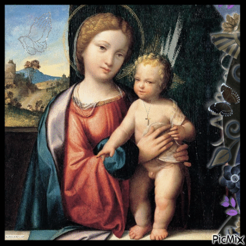 Die Jungfrau Maria und das Jesuskind - Бесплатный анимированный гифка