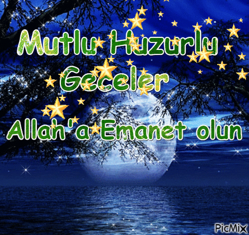 Mutlu Huzurlu Geceler Allah'a Emanet olun - Бесплатный анимированный гифка