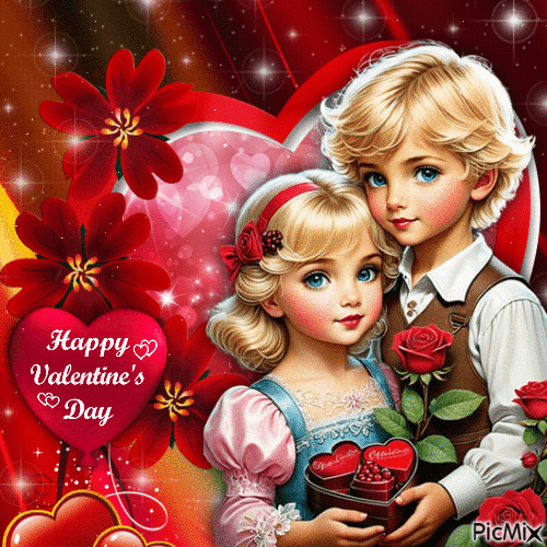 Happy Valentine’s Day Children Couple - 無料のアニメーション GIF