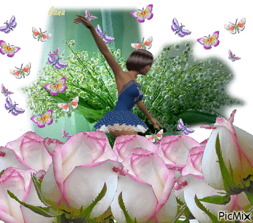 dancing with the flowers - GIF animate gratis