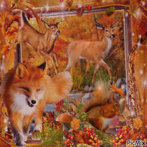 L'automne et les animaux - Ücretsiz animasyonlu GIF