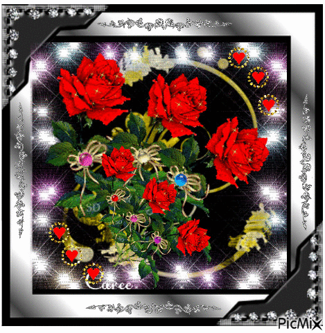 Six red roses - Безплатен анимиран GIF