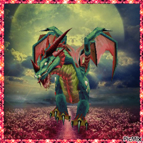 Fantasy with Dragon - Besplatni animirani GIF
