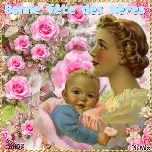 Bonne fête des mères à toutes les mamans - GIF animé gratuit