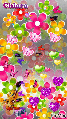 cuori fiori farfalle - Gratis animerad GIF