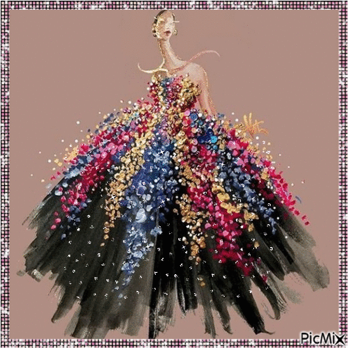 lovely dress painting - Free animated GIF