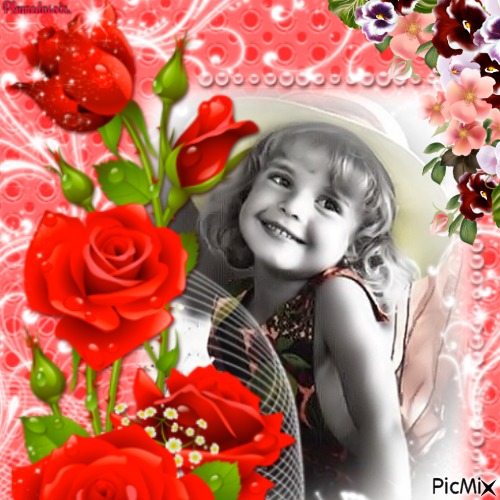 Portrait de petite fille avec des fleurs. - δωρεάν png