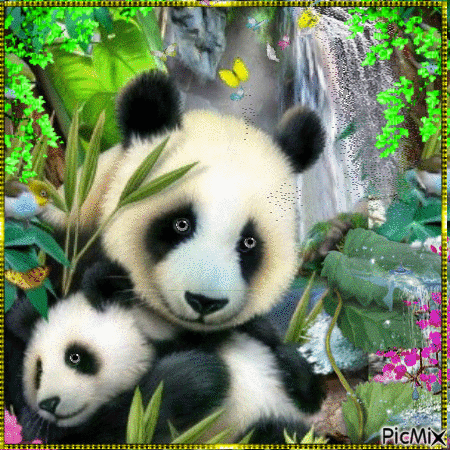 Panda sous les tropiques - Безплатен анимиран GIF